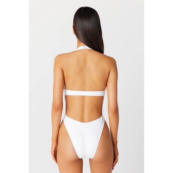 GIGI C Charlie Plunging One-Piece Swimsuit in White - Size Large BNWT - Picture 5 of 10